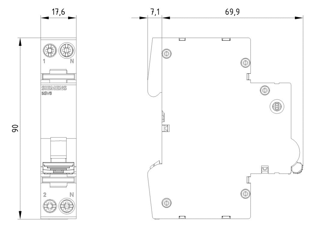 SIEMENS Brandschutzschalter B 2p 10A 1TE 5SV6016-6MC10 230V IP20