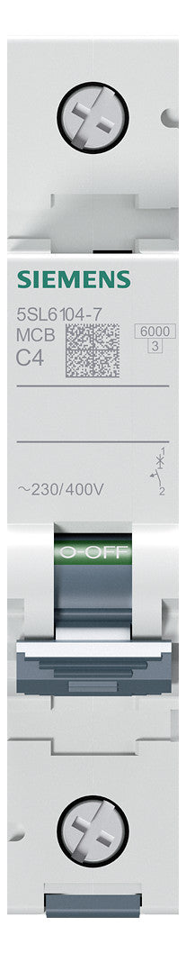 SIEMENS Leitungsschutzschalter UC C 4A 5SL6104-7 1p 400V 1TE 50Hz IP20