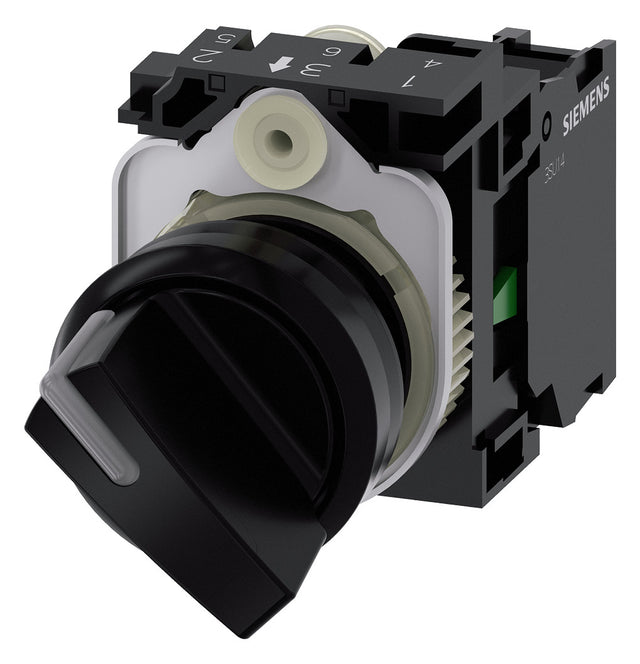 SIEMENS Wahlschalter 2stuf Knebel IP20 3SU1100-2BF10-1BA0  22,3mm 1S