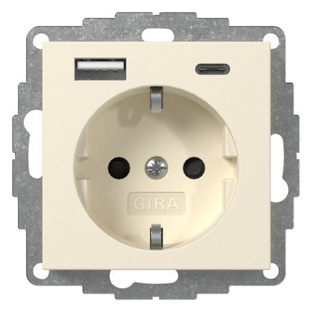 GIRA Steckdose 1f cws glz 1USB-A 1USB-C System 55 245901 UP USB IP20