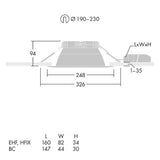 THORN LED-Einbaustrahler 16,3W Konv 1LED CETUS3 L 2000-840 EHF RWH ws 4000K ws