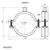 Walraven Rohrschelle 2S ev epdm 31-37mm M8/10 Zweischraubenrohrschelle | 33435037