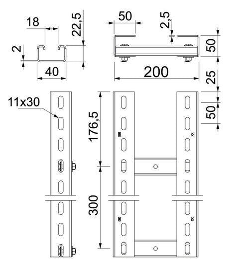 BETTERMANN Kabelleiter 50x200x3000mm SLM50C40F 20 FT Profil ungelocht