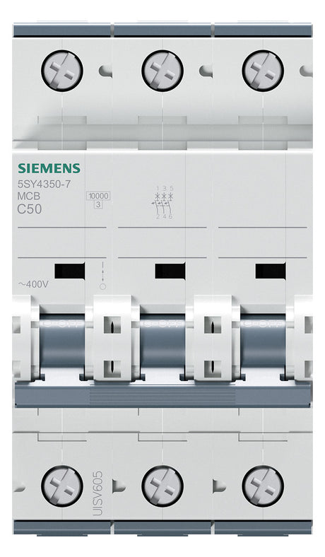 SIEMENS Leitungsschutzschalter UC C 50A 5SY4350-7 3p 400V 3TE 50Hz IP20