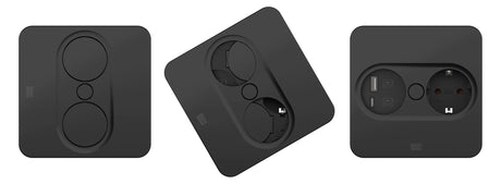 BACHMANN Steckdose 1f sw mt 1USB-A Einb TWIST 946.105 1USB-C m.BS Klappd IP20