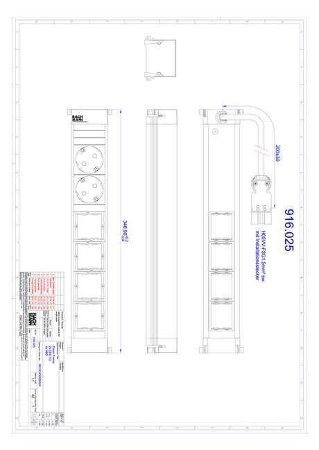 BACHMANN Steckdosenleiste 2/4f sw 0,1m 916.025 35° IP20