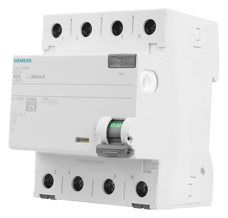 SIEMENS FI-Schutzschalter A 4p 440V 63A 5SV3646-6 0,3A 4TE REG 10kA 1kA/stoß
