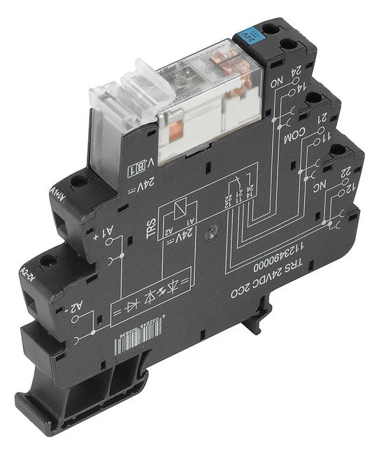 WEIDMÜLLER Schaltrelais 2W IP20 Schraub TRS 24VDC 2CO 6,4x90x88mm