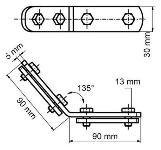 Walraven Schienenverbinder mit Schiebemutter ev -f. RapidRail- 135 Grad | 6583113