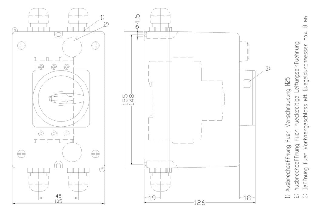 SIEMENS Leergehäuse Schaltgeräte Kst 3RV1923-1GA00 IP55 72x155x126mm Aufb