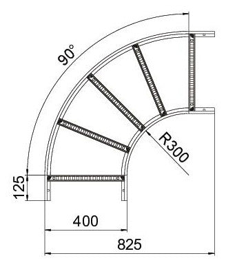 BETTERMANN Bogen Kabelleiter horiz 90° LB 90 640 R3 FS 60x400mm o.Verb R=300mm