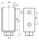 Walraven Adapter Strut für HD Schellen BUP1000 1/2" - L: 50 mm | 66588290