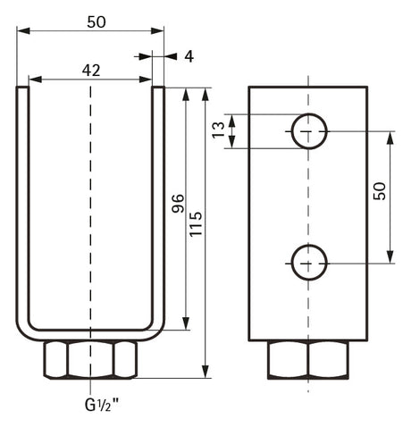 Walraven Adapter Strut für HD Schellen BUP1000 1/2" - L: 50 mm | 66588290
