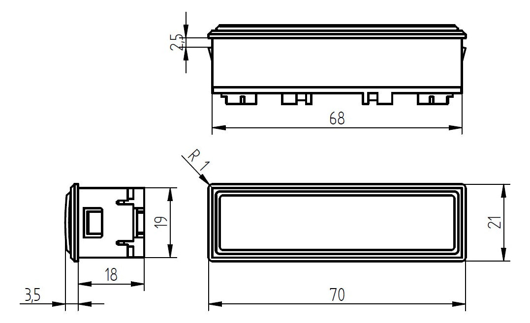 GROTHE Klingeltaster Kst br UP rechteck KKO 2112 BR m.NamSchild 17mm