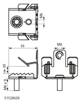 Walraven Trägerklammer Britclips FU20 mit Gew.stift unten M6x9 f. Fl. 14-20 | 51520620