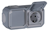 LEGRAND Steckdose 2f gr mt AP m.BS IP44 Legrand 069742L