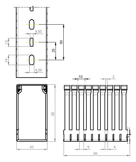 UNEX Verdrahtungskanal 80x43 grau,RAL7035,PVC-M1 80.40.77