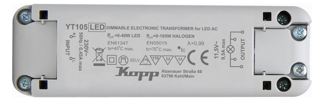 KOPP Sicherheitstrafo 0-105W 11,5V ws 202510093 118x36,5x29,5mm Konv
