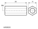 Walraven Gewindemuffe BUP 30x11x11 M8 x 30 mm | 6458830