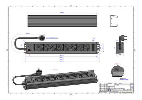 BACHMANN Steckdosenleiste 8f sw 2m 35° 300.006 IP20 1,5qmm