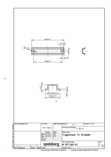 SPELSBERG Tragschiene ST vz TS15 L68mm TS 15-66