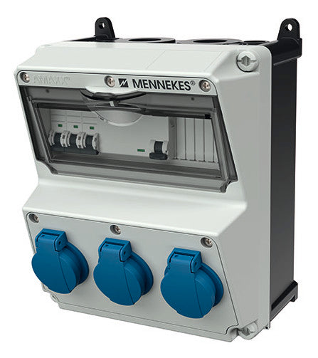 MENNEKES Steckdosen-Kombi Kst gr IP44 AMAXX 920003 3Steckd LS-Schalter