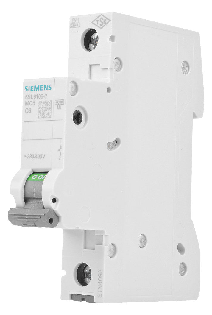 SIEMENS Leitungsschutzschalter UC C 6A 5SL6106-7 1p 400V 1TE 50Hz IP20