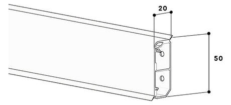 GGK Sockelleistenkanal Kst 50x20x2000mm SL 20x50 buche