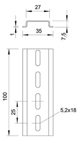 BETTERMANN Tragschiene ST vz 35/7,5mm 2069 L 2M FS L2000mm