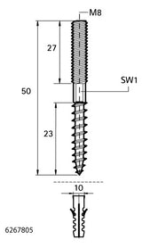 WALRAVEN Stockschraube Edelstahl 1.4301 M8x50