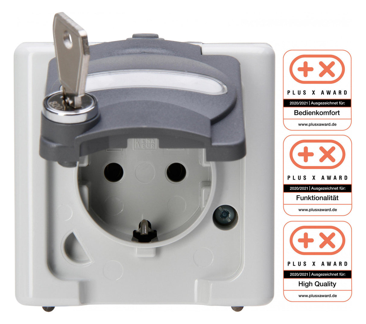 KOPP Steckdose 1f gr mt AP Klappd abschl BLUEELECTRIC 104356007 IP44 BSF