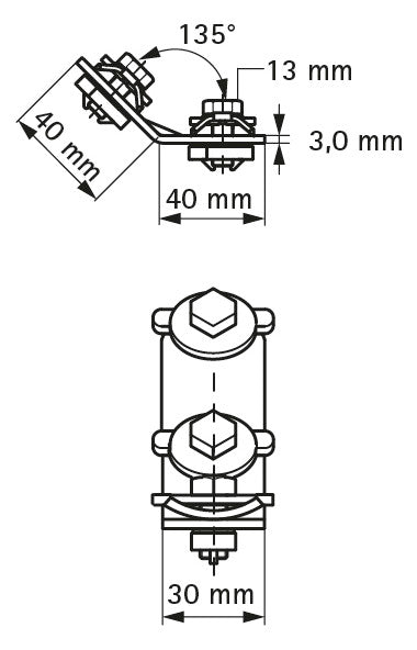 Walraven Verbinder RapidRail kurz / kurz 2 Schiebemuttern ev-f.RapidRail- 135Grad | 6584053