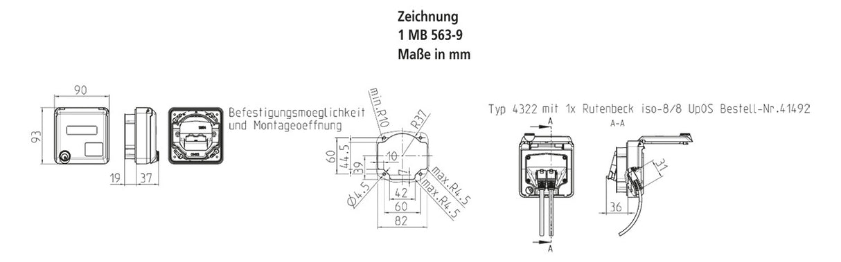 MENNEKES Datendose 2f Cat6 IP44 UP/Einb Cepex 4322 RJ45 Kst