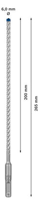 BOSCH-EW Hammerbohrer  6mm SDSplus SDS plus-7X 1pc 200/265mm f.Beton