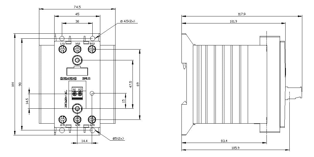 SIEMENS Leistungsschütz 3S 4-30VDC 20A 3RF2420-1AC45 REG