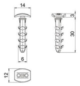 BETTERMANN Steckdübel  6mm Kst L30mm DP D 30