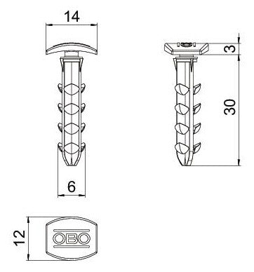 BETTERMANN Steckdübel  6mm Kst L30mm DP D 30