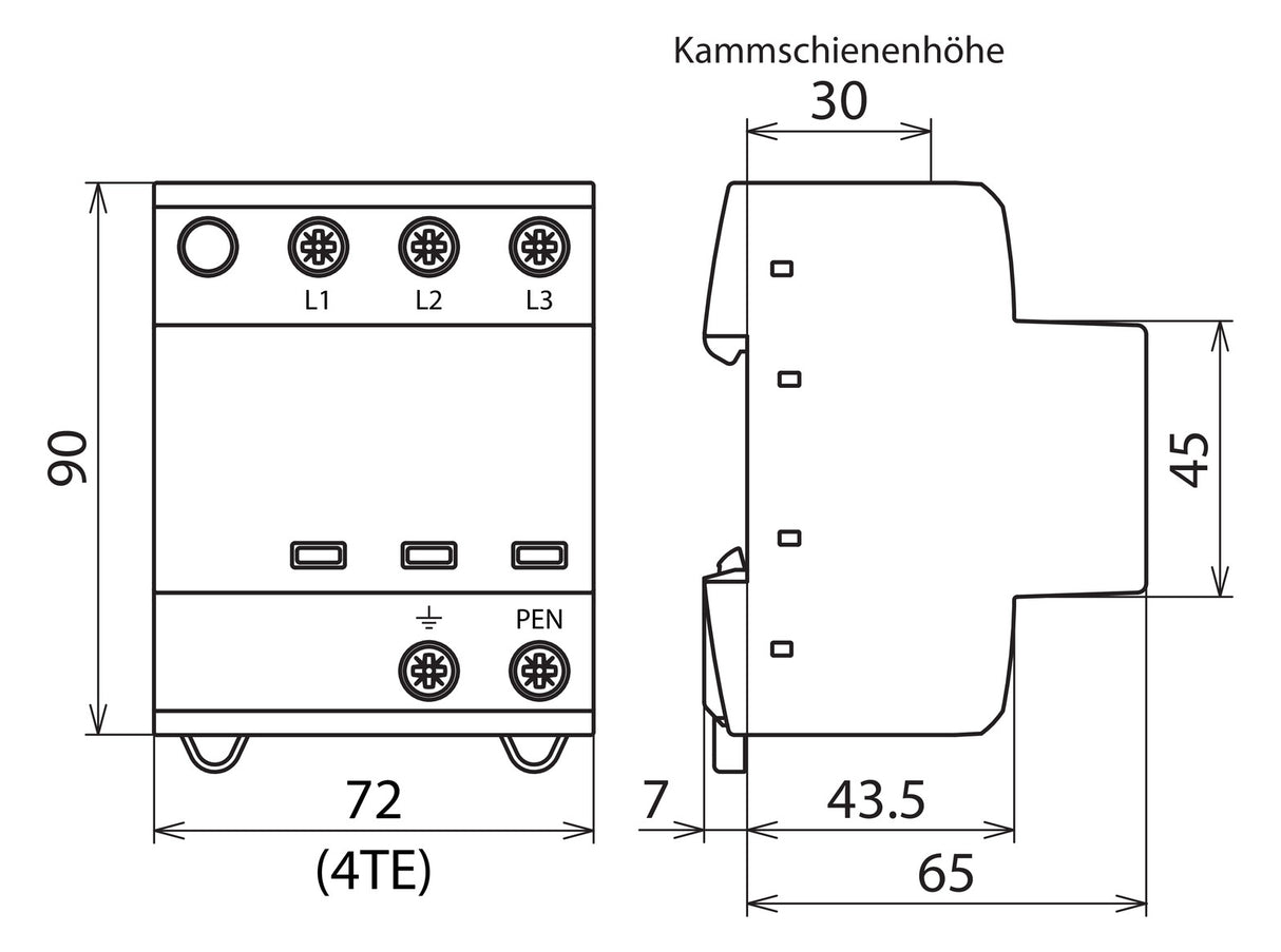 DEHN SE Kombi-Ableiter TS35 3p 255VAC DSH TNC 255 1,5kV 4TE TS35