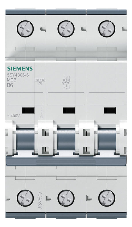 SIEMENS Leitungsschutzschalter UC B 6A 5SY4306-6 3p 400V 3TE 50Hz IP20