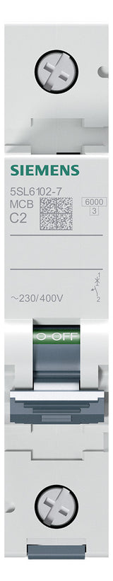SIEMENS Leitungsschutzschalter UC C 2A 5SL6102-7 1p 400V 1TE 50Hz IP20