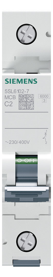 SIEMENS Leitungsschutzschalter UC C 2A 5SL6102-7 1p 400V 1TE 50Hz IP20