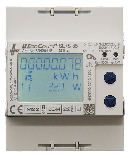 NZR Drehstromzähler B 5A M-Bus elektr S0 EcoCount SL+S85A MID M-Bus FÜR Bezu digi