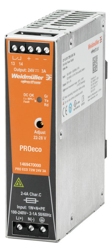WEIDMÜLLER Gleichstromversorgung 22-28V PRO ECO 72W 24V 3A 72W 3A 82,8VA IP20
