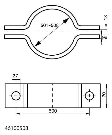Walraven Rohrschelle DIN 3567 Typ A roh DN 500 | 46100508
