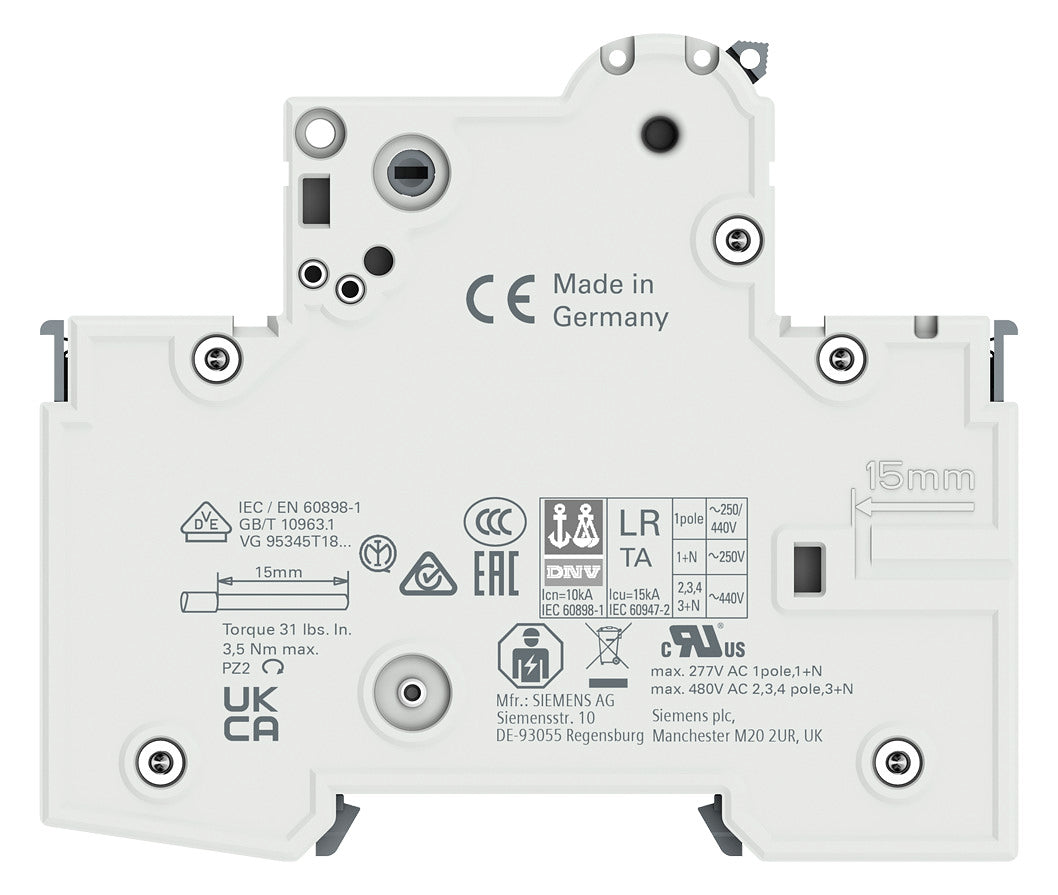 SIEMENS Leitungsschutzschalter UC C 16A 5SY4116-7 1p 400V 1TE 50Hz IP20