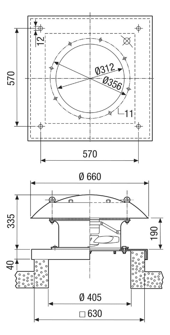 MAICO Dachventilator  300mm 230V 90W vz Axial EZD 30/4 B 1400cbm/h 60°C Stahlbl