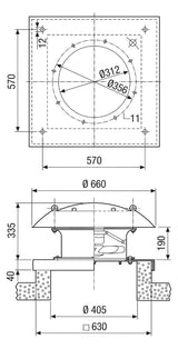 MAICO Dachventilator  300mm 230V 90W vz Axial EZD 30/4 B 1400cbm/h 60°C Stahlbl