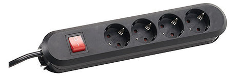 BACHMANN Steckdosenleiste 4f sw 1,5m 35° 381.130K m.Ein/Aus IP20 1,5qmm