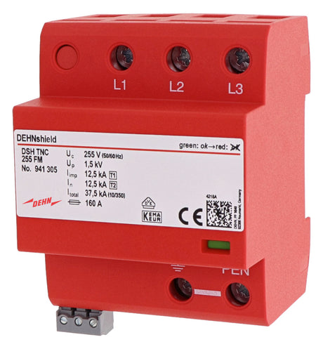 DEHN SE Kombi-Ableiter TS35 3p 230VAC DSH TNC 255 FM 1,5kV Fernsign 4TE TS35