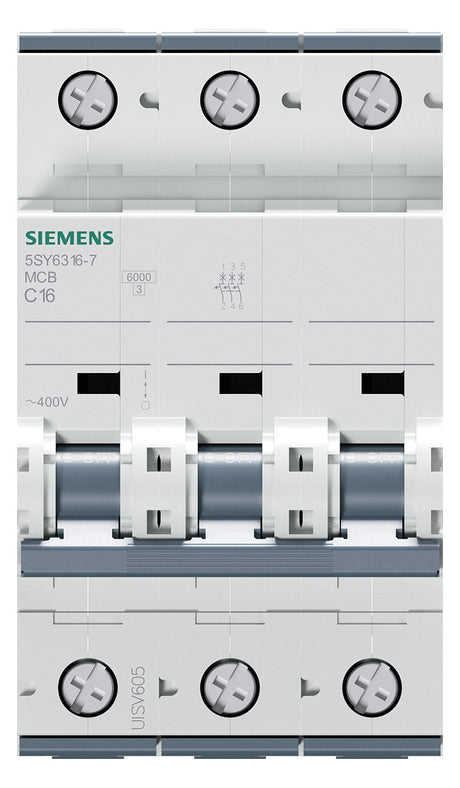 SIEMENS Leitungsschutzschalter UC C 16A 5SY6316-7 3p 400V 3TE 50Hz IP20